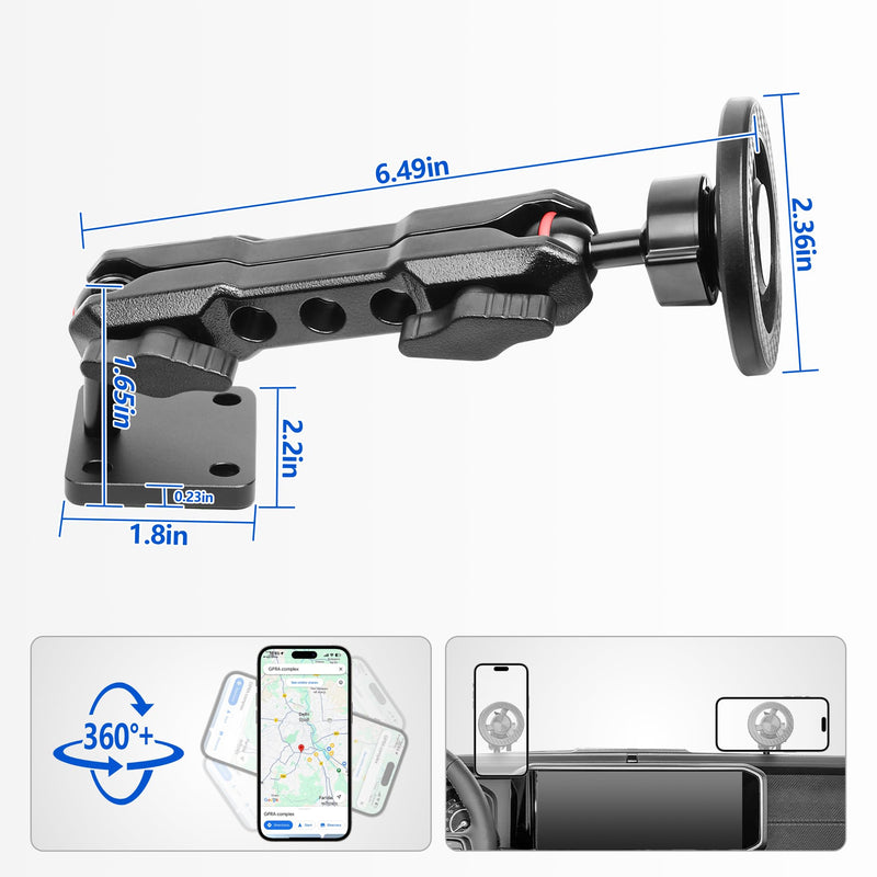 sukemichi Phone Mount for 2024 2025 2026 Jeep Wrangler, Dashboard Phone Holder Dash Mount for New Jeep Wrangler JL JLU 4XE Jeep Gladiator JT Accessories, Magsafe Phone Mount Fit 12.3" Screen