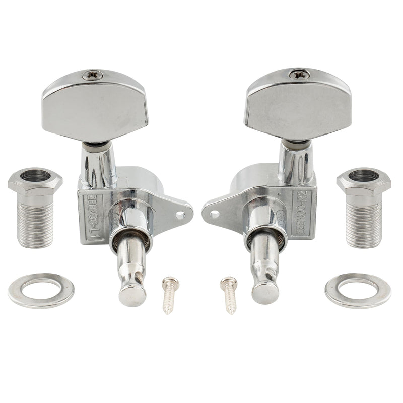 [AUSTRALIA] - Musiclily Pro R15J 3R3L 15:1 Ratio Full Sealed Machine Heads Tuners Tuning Pegs Keys with Big Hex Button Right Angle Screw for Acoustic Electric Guitar, Chrome 3R3L Chrome 
