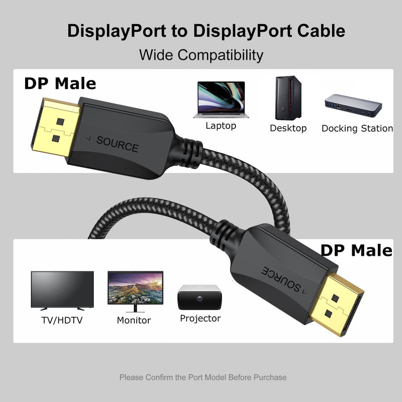 DisplayPort to DisplayPort Cable 1.5 FT 10-Pack, 4K, 2k@165Hz/ 144Hz | Thin Male to Male DP Display Port Cable Adapter for Computer, Docking Station, Monitor and More DisplayPort Cable 1.5 Feet
