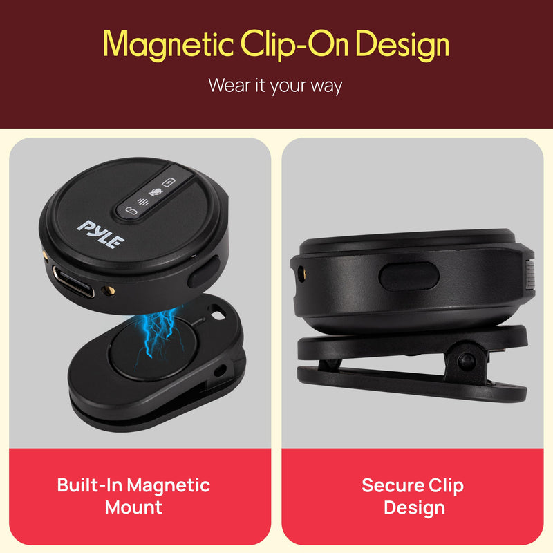[AUSTRALIA] - Pyle Wireless Lavalier Microphone System | Noise-Canceling Clip-On Mic with Magnetic Mount, 8H Battery, Charging Case, Windscreens | USB-C Plug & Play for Vlogging, Interviews, Streaming & Podcasts 