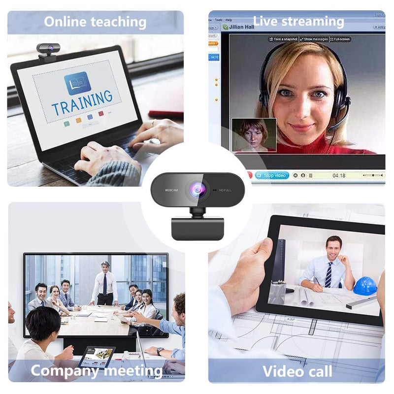 FWV Webcam with Microphone&1080P HD Web Cam,Stand for PC/MAC/Laptop/Desktop, Wide Angle Web Cameras for YouTube,Skype,Zoom,Xbox One,Video Calling,Studying and PS4 Black