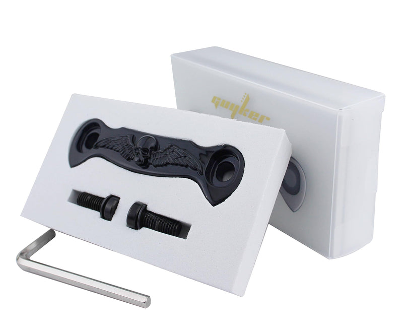 Guyker Guitar Bridge Stop Bar Tailpiece String Spacing 10.6mm Skeleton Wings with Studs Replacement for EPI LP SG Style Electric Guitar (GS009, Black) GS009, Black