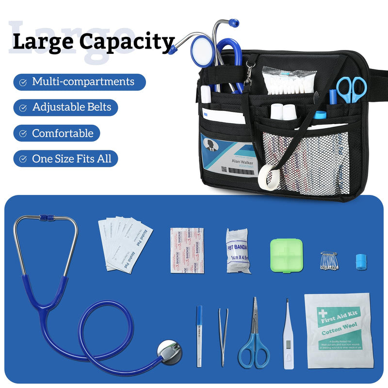 ProCase Nurse Fanny Pack, Lightweight Utility Organizer Pouch for Medical Supplies, Stethoscope, Scissors for RN EMT -Black, Large Black