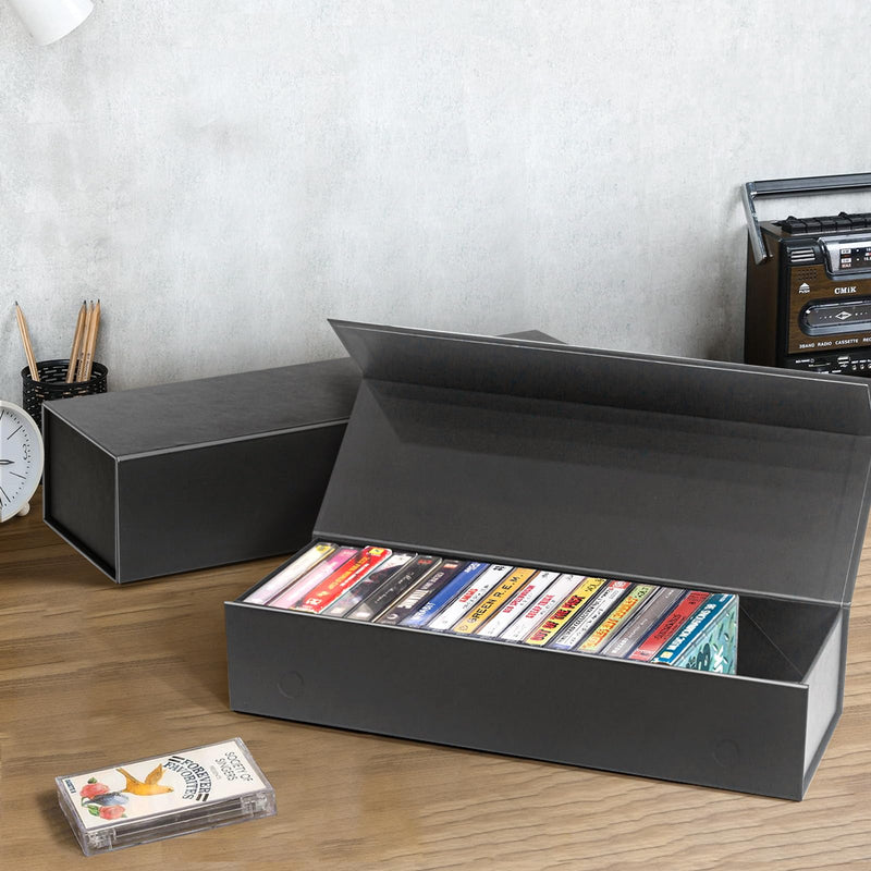 tutata Cassette Tape Storage Box, Cassette Tape Holder 14.25 x 4.5 x 3 Inch, Store Up to 20 Cassette Cases – 1 Pack