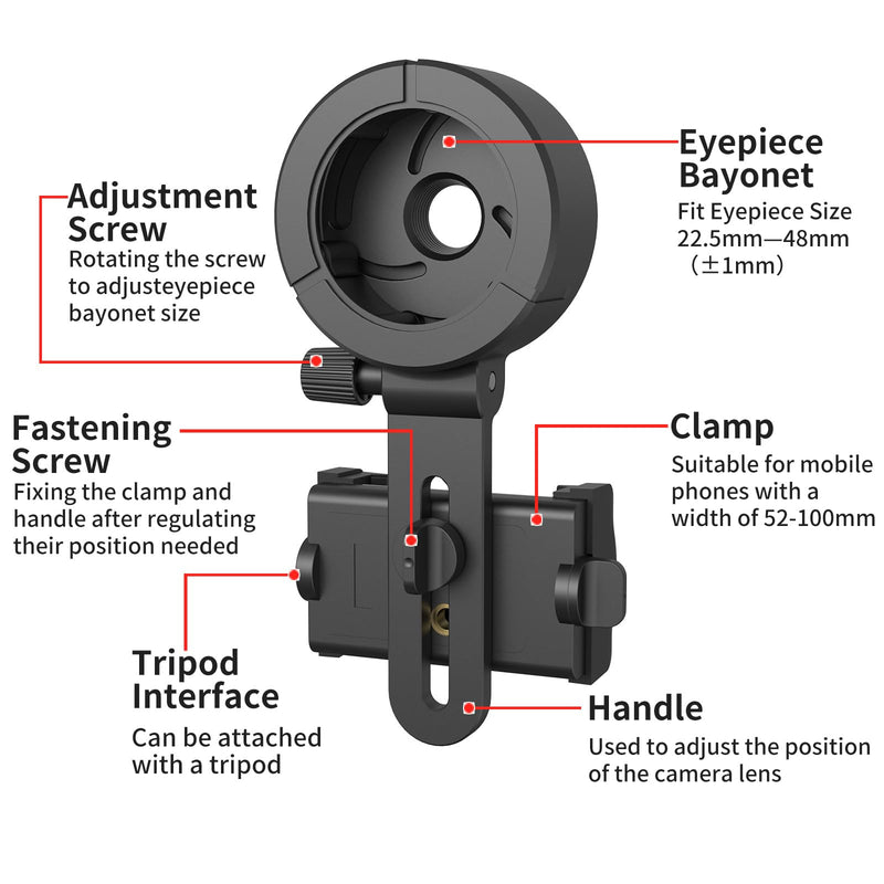 Eyeskey Universal Phone Adapter - Capture Stunning Moments with Your Smartphone through Binoculars, Monoculars, Scopes, Telescopes, and Microscopes - Fits Most Smartphones L