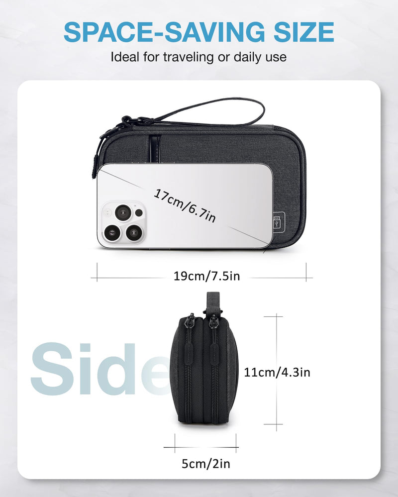 BAGSMART Cord Organizer Travel Cable Organizer Bag Tech Electronic Organizer Travel Case, Travel Essentials for Charger, Cable, Phone, Flash drive, Double Layer-Black Double Layer Black