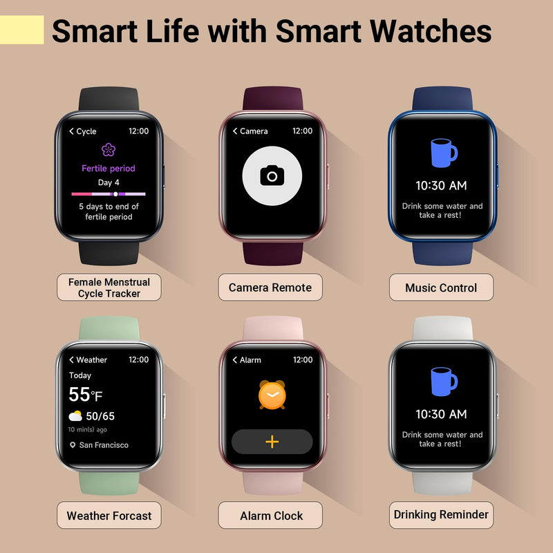Quican Smart Watch for Women Men with Extra Silicone Watch Band Replacement