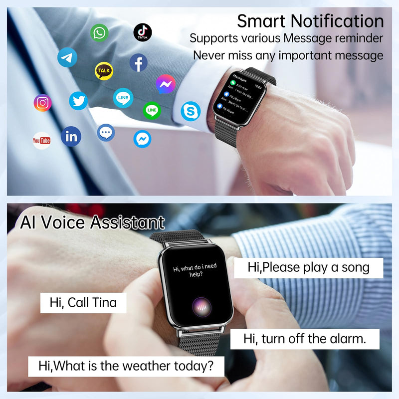 Smart Watches for Women,1.83"&1.85" HD Watch with Calls and Messages/Heart Rate/Sleep/Female Cycle,Fitness Tracker Smartwatch for Android/iOS Compatible,Rose Gold & Black