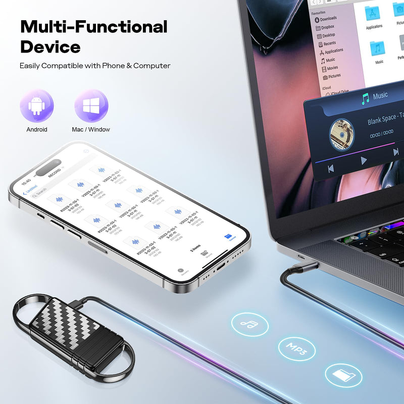 [AUSTRALIA] - 72GB Digital Voice Recorder - Xelarvex Voice Activated Recorder AI-Intelligent Noise Reduction, 4800 Hours Recording Device, Audio Recorder for Lectures/Interviews/Meetings 72GB 