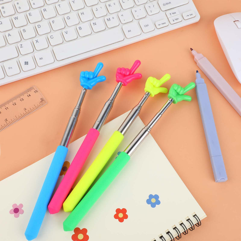 4PCS Pointer Stick for Classroom, Retractable Teacher Pointer, Extendable Finger Pointer Stick for School, Classroom Pointer and Pointer Finger Student Teacher Supplies 4Pcs B
