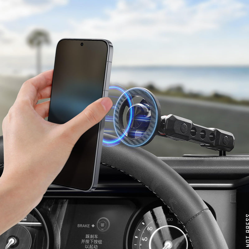 sukemichi Phone Mount for 2024 2025 2026 Jeep Wrangler, Dashboard Phone Holder Dash Mount for New Jeep Wrangler JL JLU 4XE Jeep Gladiator JT Accessories, Magsafe Phone Mount Fit 12.3" Screen