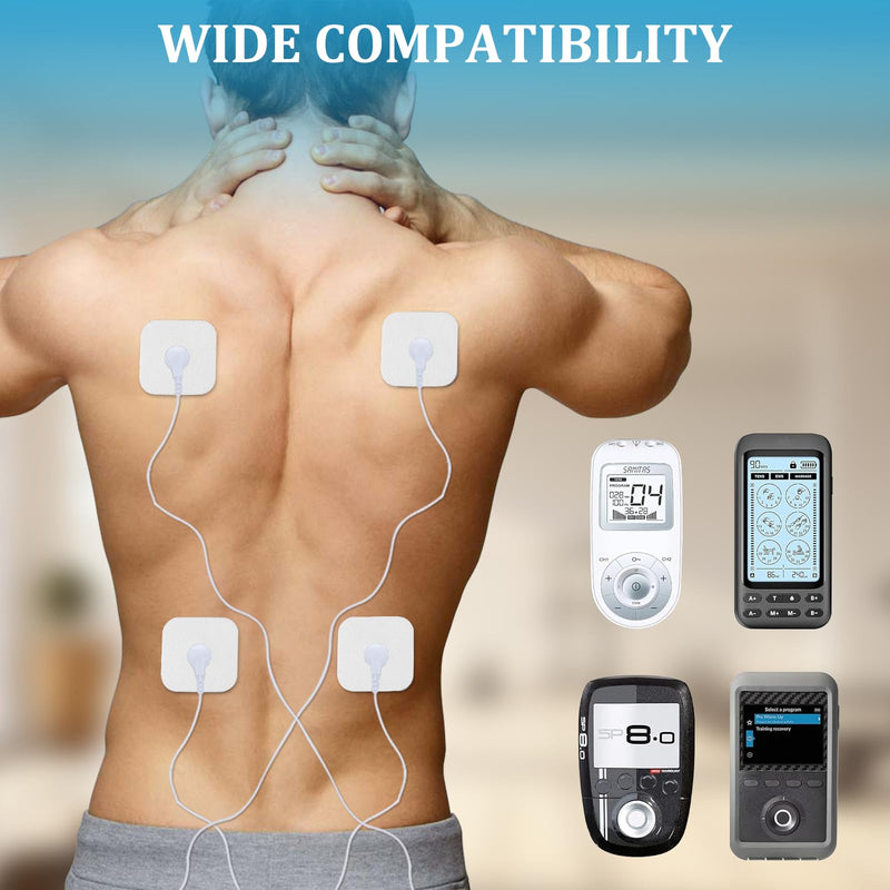 Electrode Pads Adhesive Electrodes 5 x 5 cm with 3.5 mm Snap Push Button 8 Compatible with TENS Devices and EMS Trainers Reusable