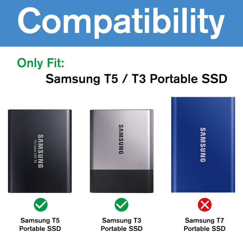 ProCase Shockproof Carrying Case + Silicone Cover Combo for Samsung T5 / T3 Portable 250GB 500GB 1TB 2TB SSD USB 3.1 External Solid State Drives, Protective Hard EVA Storage Case Bag -Black