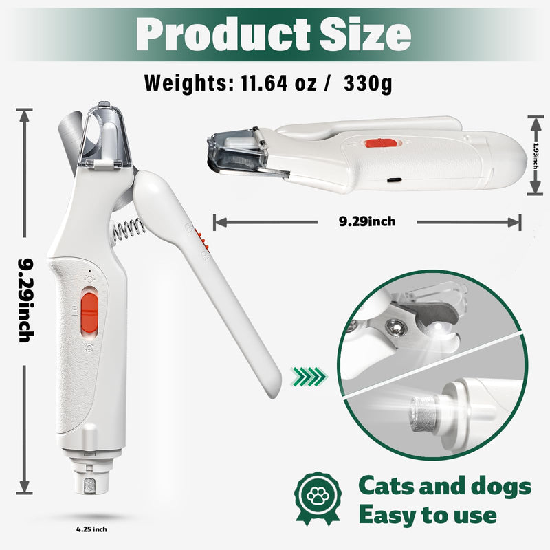 [AUSTRALIA] - CATPICK 2-in-1 Cat Nail Clippers & Dog Nail Clippers Trimmers for Large Medium Small Dogs Cats Claw Trimmer Quick Sensor and Safety Guard USB Rechargeable with 2 LED Lights Dogs Nail Trimmer White 6th Generation 