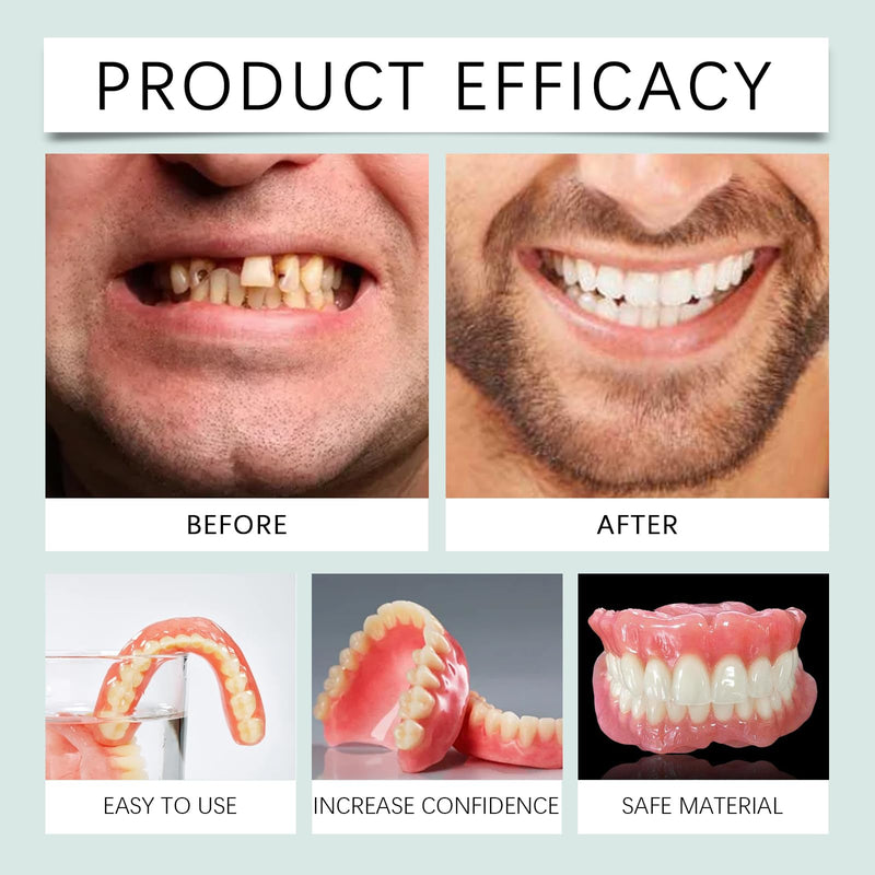 Dentures Fake Teeth, Smile Teeth Veneers, Cosmetic Temporary Teeth Dentures Prosthesis Artificial Veneers Teeth Top and Bottom, Dental Decoration Set Dental Decoration