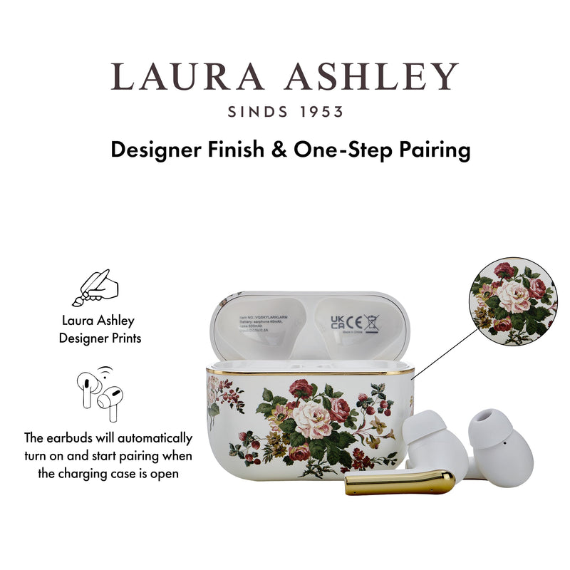 Laura Ashley Rosemore TWS Wireless Earbuds - Skylark Rechargeable Ear Buds | HD Mic, ENC Noise Cancelling Earbuds, Bluetooth 5.4, 40H Backup Charging Case, iOS & Android Compatible Earphones, 10m Range