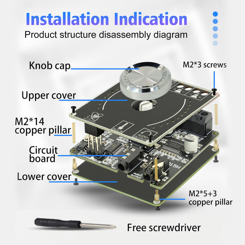 15W+15W Mini Bluetooth Amplifier Board, PEMENOL DC 8-24V Stereo Dual Channel Audio Power Amplifier Module with Music Spectrum Volume Indicator Support Bluetooth Audio U Disk for Home DIY Speaker