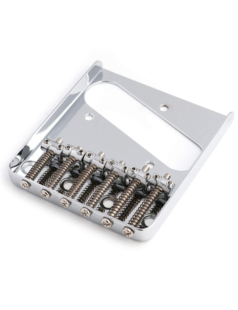 Metallor Vintage Guitar Bridge 6 Saddles String Through Body and Top Loader Bridge for Tele Telecaster Style Electric Guitar Parts Replacement Chrome.