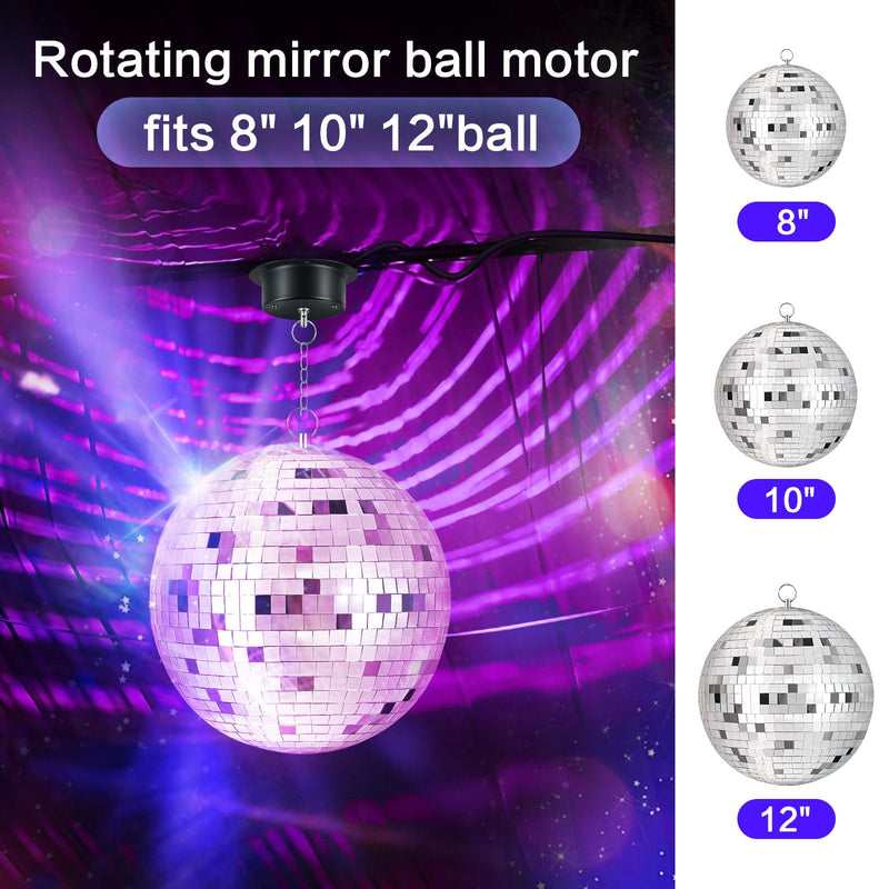 1.5 RPM Speed Disco Ball Motor Heavy Duty Mirror Ball Electric Slow Motor Rotator Supports 4'' - 16'' Mirror Balls for Dj，Family party,Bands,Christm,Party 1.5 RPM Motor