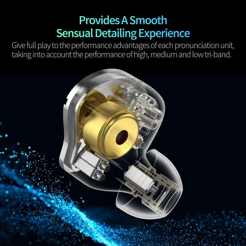 KZ ZS10 Pro 5-Driver in-Ear Earphones, Glare Gold | HiFi Musician Monitor IEM, 4BA+1DD in-Ear Earbuds, Detachable 2-Pin Cable, Noise-Isolating Headphones, Wired Stage Headset Without MIC