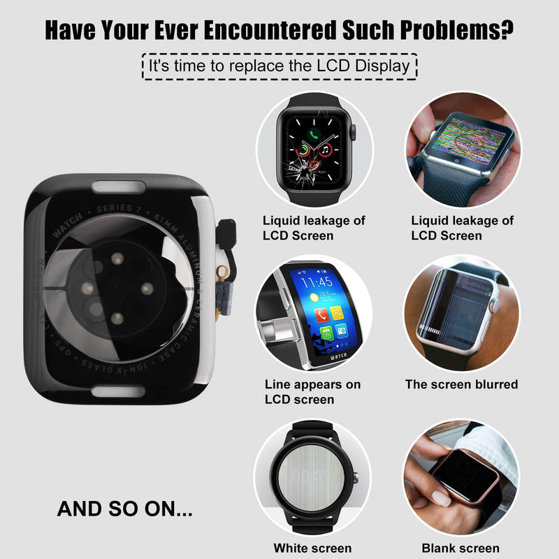 New Back Cover Glass Heart Rate Part Connector +NFC Compatible with A-pple Watch Series 7 41mm (Cellular/LTE+GPS) with Upgraded Repair Tools Kit