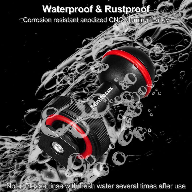 [AUSTRALIA] - MINIFOCUS 1" Ball Head Cold Shoe Base Adapter, Universal Ball Joint Bracket with Cold Shoe Base Adapter for Diving Light Underwater Camera Waterproof Housings Case Video/Flash/Strobe Hot Shoes 
