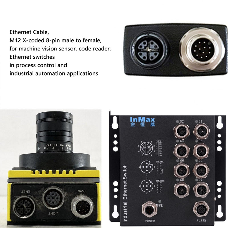 Ethernet 8 Pin X-Coded M12 RJ45 CAT-7e Cable for Keyence IV3 SR-5000 Matrix Cognex in Sight Data Man Barcode Reader Camera Sensor Network 5M 5 meter