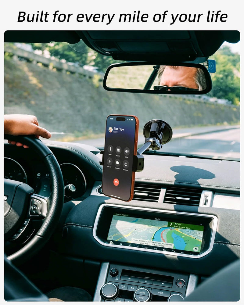 Car Phone Holder, 3.54" Large Suction Cup Phone Mount | Upgraded Ultra-Stable Aluminum Alloy | 360° Rotatable Adjustable Mount for Windshield, Compatible with iPhone for Vlogging Recording