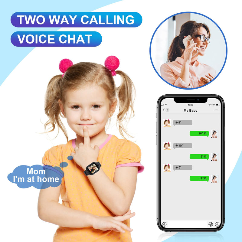 4G Kids Smart Watch GPS Tracker - Smartwatch with Two Way Call Video Calling Voice Chat SOS Class Mode Stopwatch Pedometer Games Wi-Fi Touch Screen Alarm Clock Smartwatches for Boys Girl (Black) Black