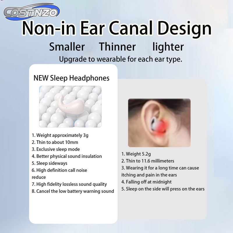 Sleep Earbuds for Side Sleepers-Noise Cancelling Headphones (Beige) | Comfortable Side Sleeping,Innovation Sleep Mode, Invisible Earbuds, Non-In-Ear Design Focused On Ear Canal Health Beige