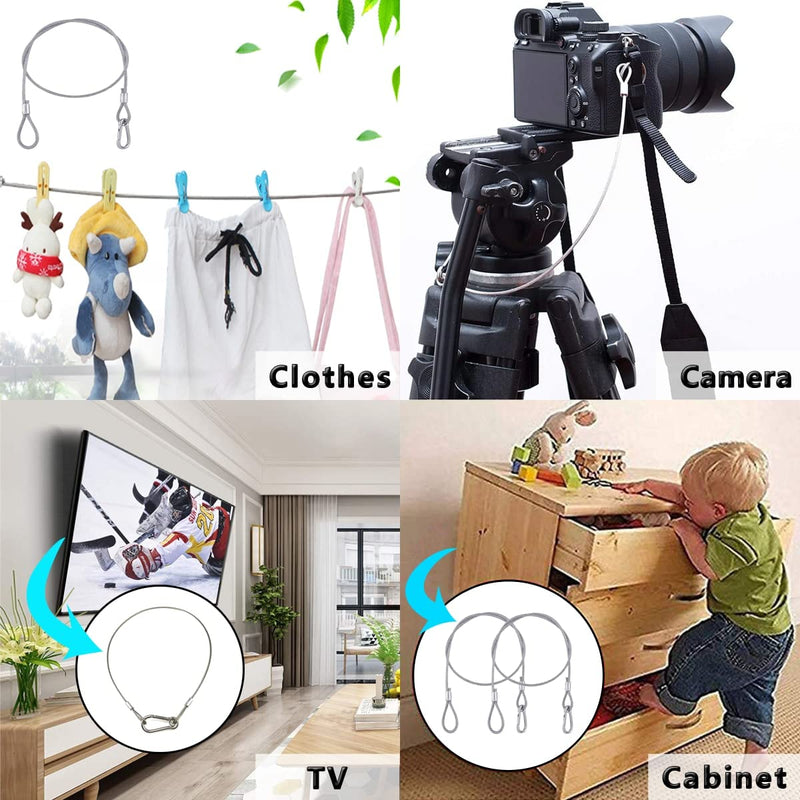 5 Pack Stage Light Safety Cable Stainless Steel Security Wire for Lighting, Luggage, Garage Goor, Camera Silver 5/64in * 20in