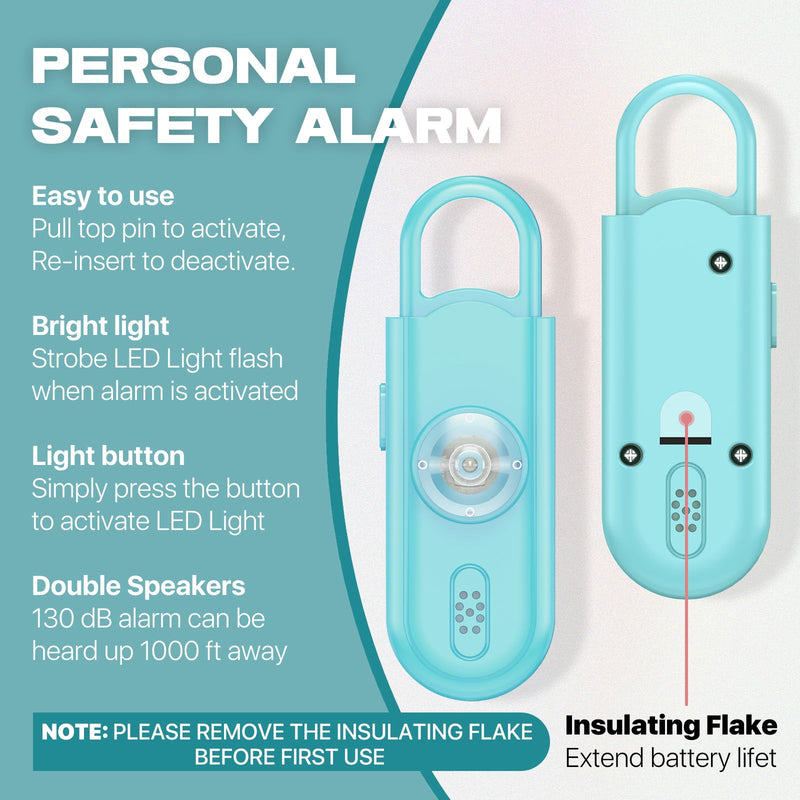 Personal Safety Alarm for Women Girls, 130dB Loud Siren with SOS Light, Flashlight, 1000ft Audible, Double Speakers Help Kids, Elderly Emergency Call, Alert Panic Button Self Defense Devices Blue