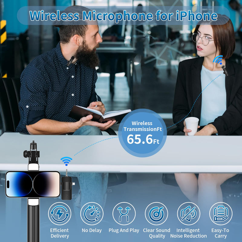 Microphone for iPhone 3 in 1 Mini Microphone Wireless Lavalier Microphones USB C Lapel Mic Clip on Mic for iPhone, iPad, Android, Camera for Video Recording, Vlog, YouTube, TikTok