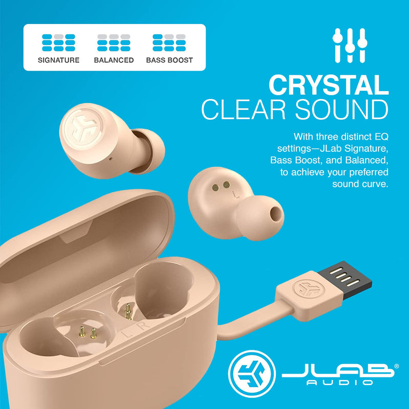 JLab Go Air Tones True Wireless Earbuds Designed with Auto On and Connect, Touch Controls, 32+ Hours Bluetooth Playtime, EQ3 Sound, and Dual Connect, Natural Earthtone Color (474 C)
