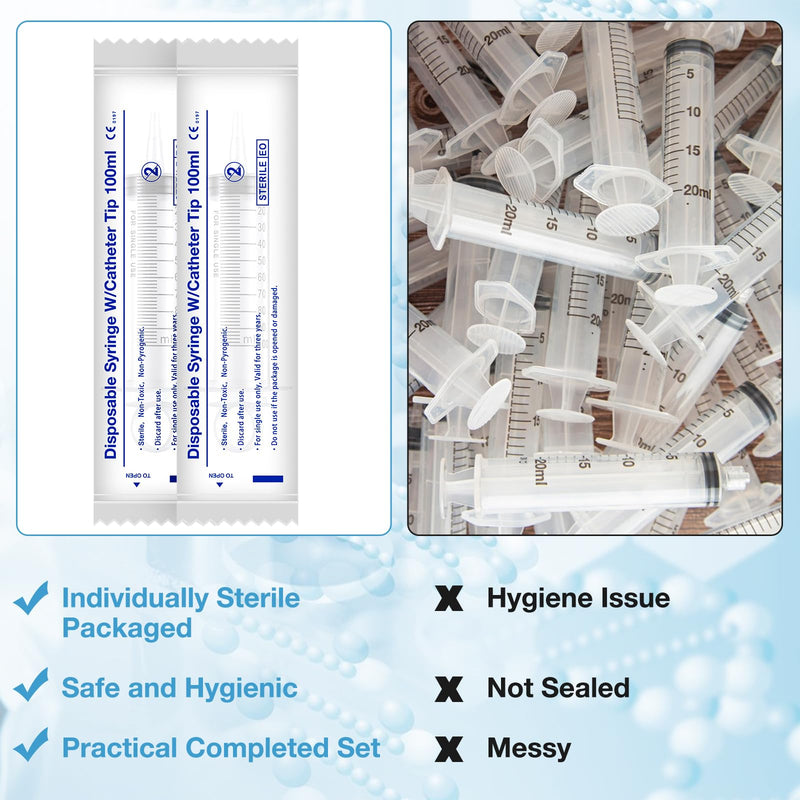 Syringes with Hose, 100 ml Syringe with 20G Needle, Blunt Disposable Syringes, Colostrum Syringes, Reusable Plastic Syringes for Laboratory, Garden and Industry