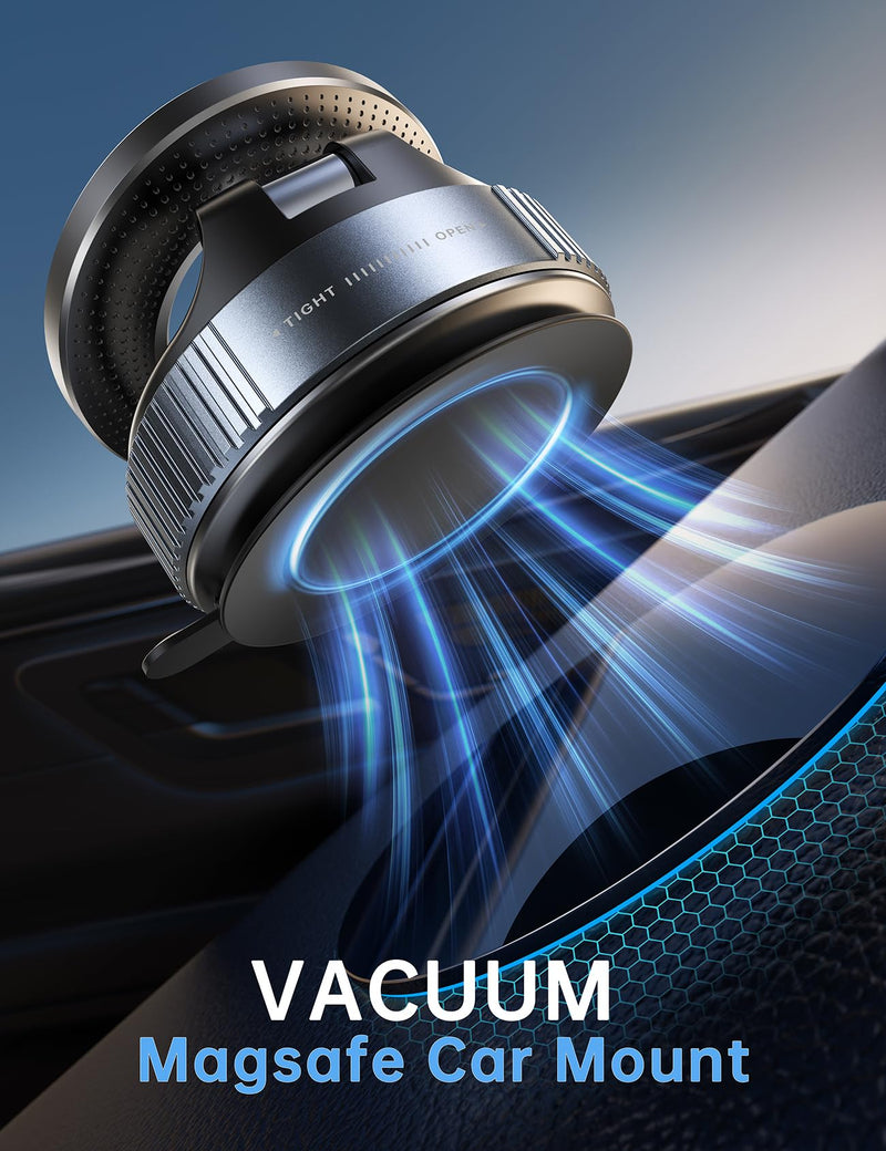 Coolpow Suction Cup Magnetic Phone Holder for Car Phone Holder Mount Dash [Strong Magnet] Cell Phone Holders for Your Car Accessories for iPhone 16 Pro Max 15 14 13 12 Plus Black [ Vacuum ]