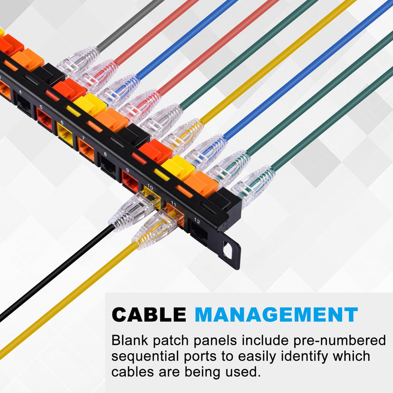 [AUSTRALIA] - GeeekPi 10" 0.5U-12-Port Blank Keystone Patch Panel with Cat6 RJ45 Keystone Socket for DeskPi RackMate T0/T1/T2 Network Cabinets/Server Rack 