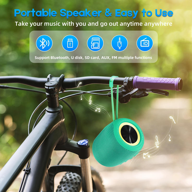 Portable Bluetooth Speaker, BT5.3 Wireless Speaker 20W Bass Diaphragms with Multi LED Light Dynamic Modes, IPX6 Waterproof 16H Playtime supports FM Mode, TF, USB for Home, Cycling, Outdoor, Beach Teal