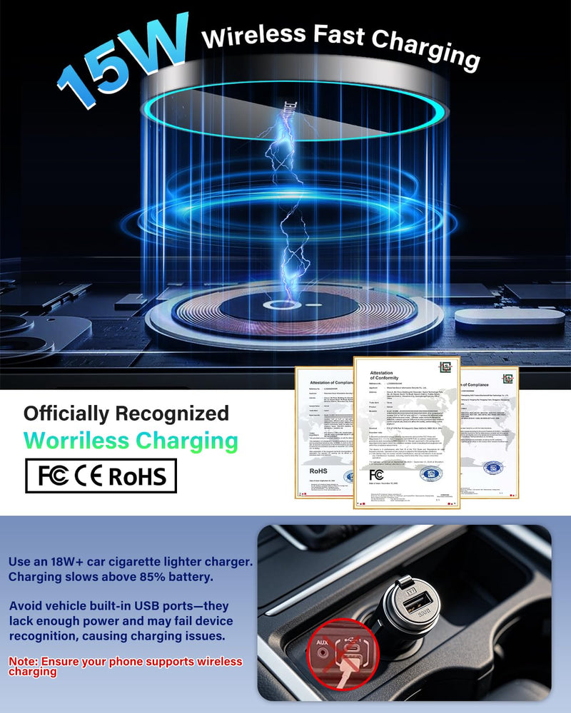 SKYLOTEC Magnetic Wireless Charger Phone Mount for Toyota 4Runner 2010-2024 | 5th Gen 4runner Cell Phone Holder Accessories, Dashboard Mount Cradles, Strong Magnets for MagSafe & iPhone Samsung