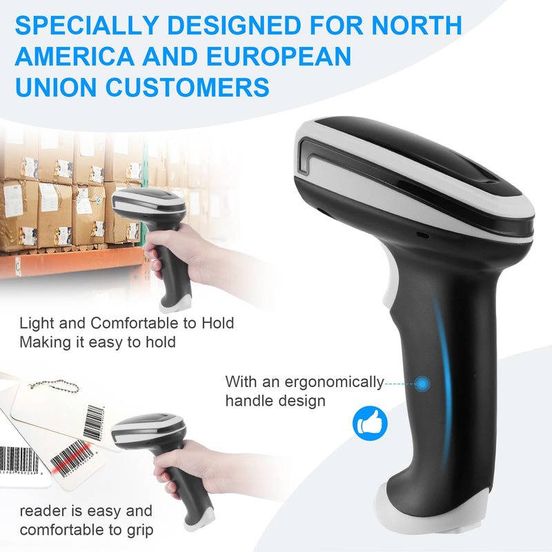 1D 2D Barcode Scanner, Handheld Barcode Reader Bluetooth Wireless QR Code Scanner Bar Code Scanners with Stand 3-1 Bluetooth & 2.4G Wireless & USB Wired Connection &PDF417 Data Matrix Automatic
