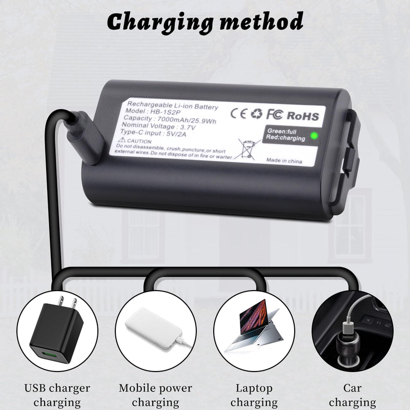 [AUSTRALIA] - 2-Pack 7000mah Battery Replacement for myQ Smart Garage Video Keypad Alarm System, Rechargeable Battery Compatible with MYQ 18650MH1-1S2P with USB-C Charging Cable, Li-ion 3.7V 25.9Wh 