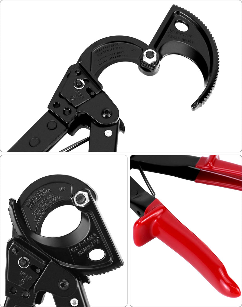 QWORK® Cable Cutter HS325A Heavy Duty Ratchet Cable Cutter for Aluminum Copper Cable up to 240mm²