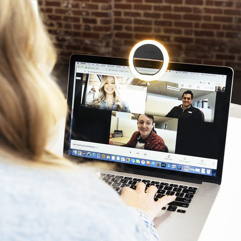 LuMee Studio Clip Light - LED Ring Light for Laptops, Monitors, Smartphones, Tablets - Portable and Rechargeable - Black