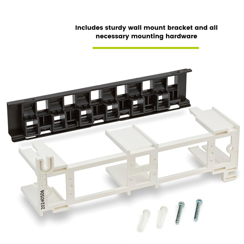 TRUE CABLE Cat6A Unshielded 12-Port Blank Toolless Modular Keystone Patch Panel, 3-D Staggered Design, Wall Mount with 89D Bracket & Mounting Hardware, High Density, Cat5e & Cat6 Compatible, Black