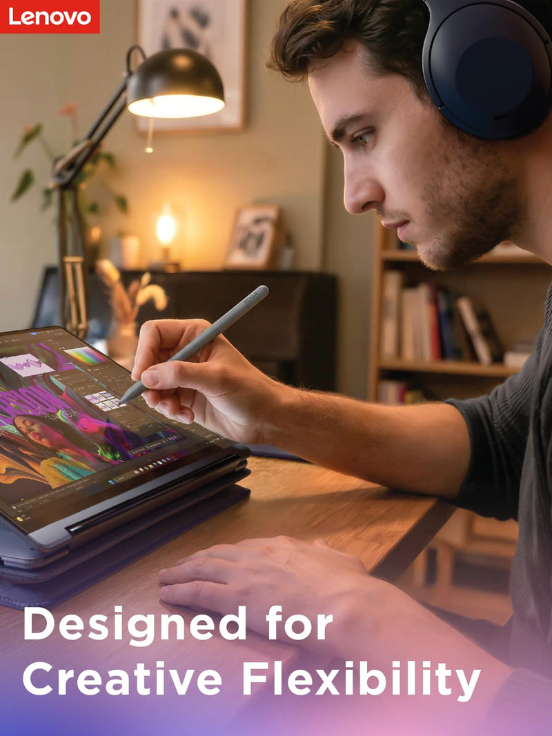 Lenovo Yoga Pen 2 with Magnetic Pen Case, AES 3.0 Stylus with 8192 Pressure Levels, USB C Rechargeable, Tilt Detection, Multi Protocol Support for Lenovo Yoga 2 in 1 PCs, Luna Grey