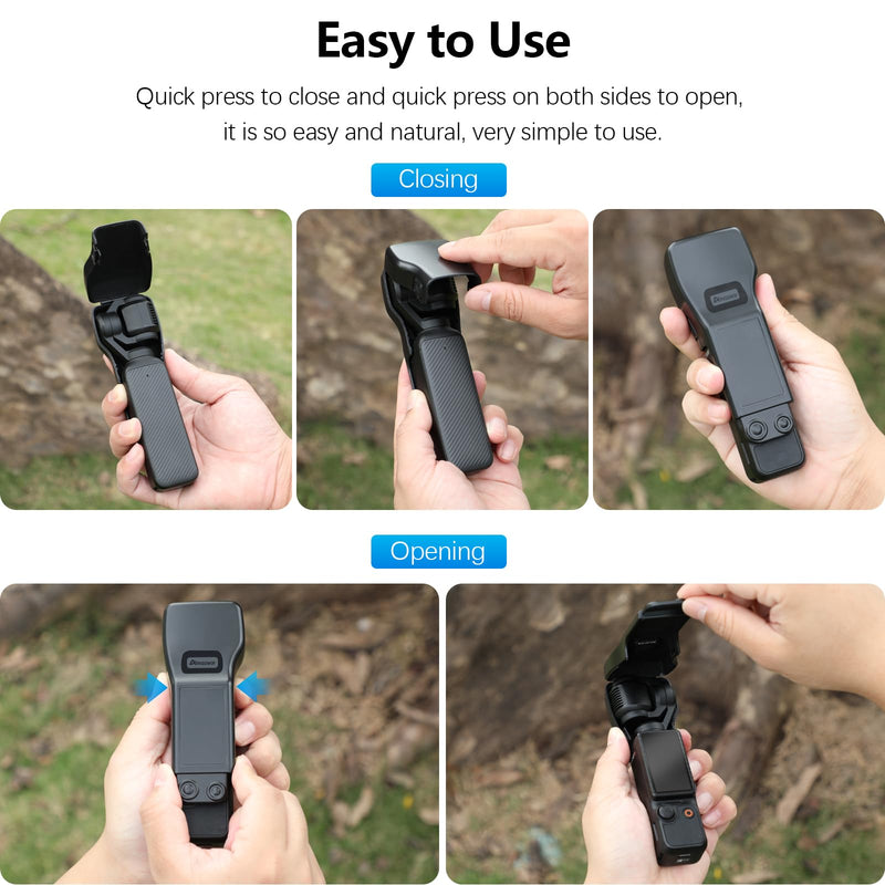 AMAZEAR Gimbal Screen Protective Cover for DJI Osmo Pocket 3 Accessories, Lens Cap Hard Case for Xtra Muse Gimbal Vlog Camera with Soft Lining, Compact Design, Quick Open/Close, Black