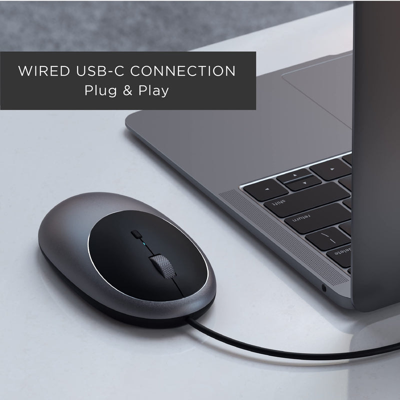 Satechi Aluminum C1 USB-C Wired Mouse – Optical Computer Mouse – Compatible with 2021 iMac M1, 2021 iPad Pro M1, 2020 MacBook Air M1, 2020 Mac Mini (Space Gray) Space Gray