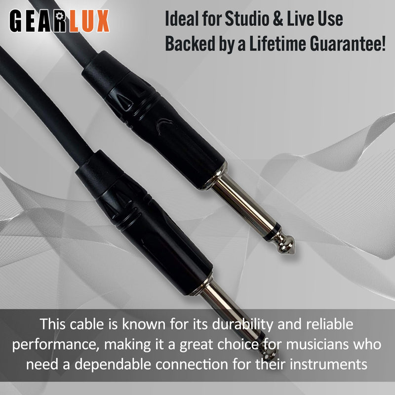 Gearlux Instrument Cable/Guitar Cable, 1/4 Inch, Straight to Straight, Black, 10 Feet - 3 Pack 10 Ft Straight-Straight