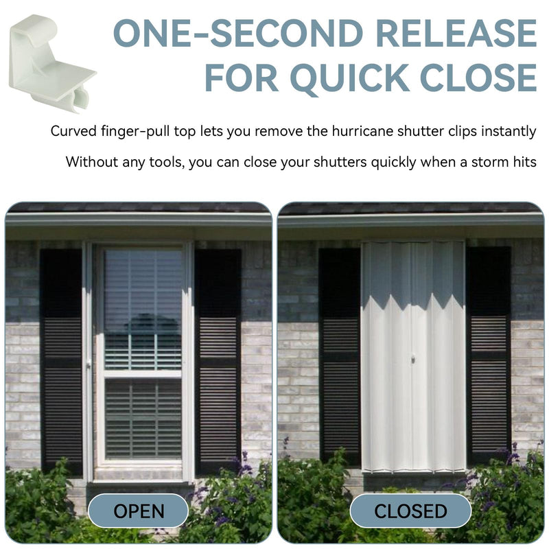 [AUSTRALIA] - HV Shutter Holdback Clips, Heavy Duty Hurricane Storm Accordion Shutters Hardware Window Locking Clip, Accordion Hurricane Window Clips Suitable for 1/2" Accordion Shutter Track, 4 Pack(White) 