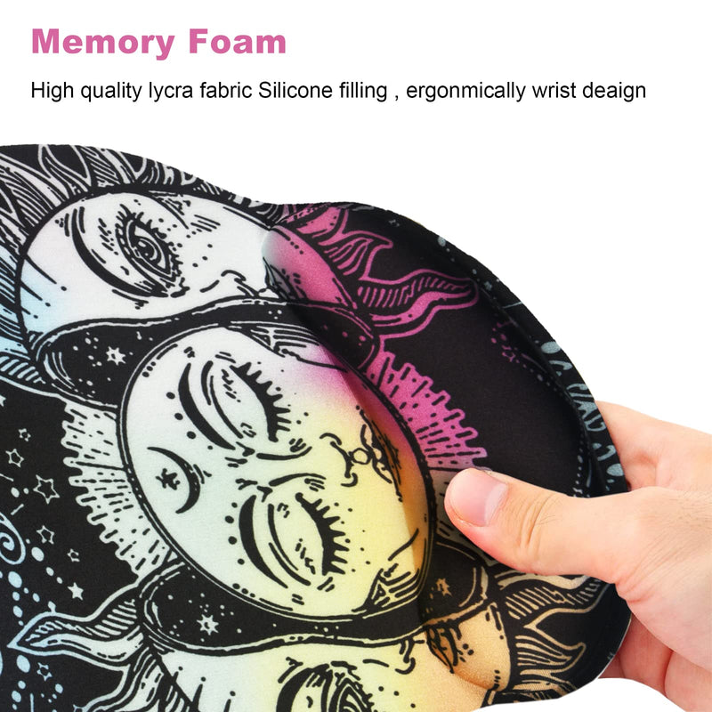 ArtSo Ergonomic Mouse Pad with Wrist Rest Support, Memory Form Non-Slip Rubber Base Mousepad for Home, Office, Easy Typing & Pain Relief, Mandala Sun Face